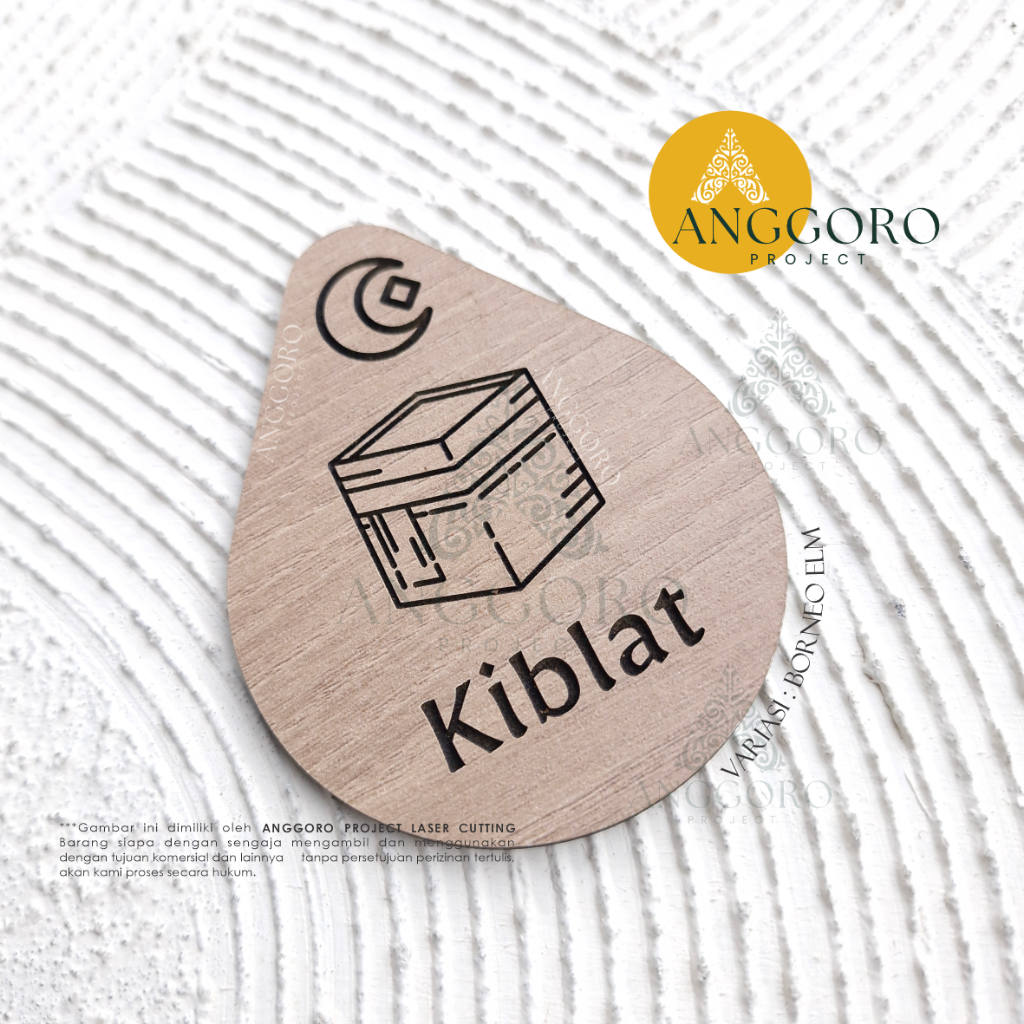 Sign Arah Kiblat Kayu Murah / Sign Board Kiblat Signage / Arah Kiblat Murah / Tempelan Kiblat