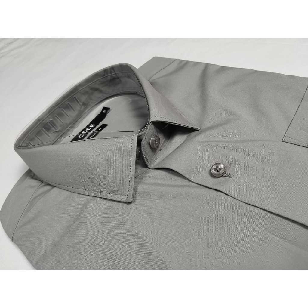 COLE Kemeja Formal Pria Lengan Pendek Reguler Fit Abu Polos | Kemeja Pria l Kemeja Formal Pria