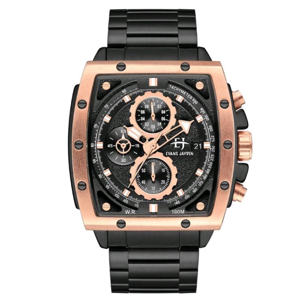 Jam Tangan Pria Evans Jayden 9463 Analog Cronograph Aktif Stainless Original Garansi 1 Tahun