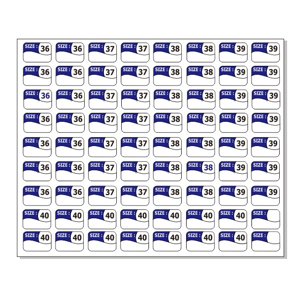 

Label Stiker Nomer (Size) Untuk Sepatu/Sandal, Label Baju label Celana