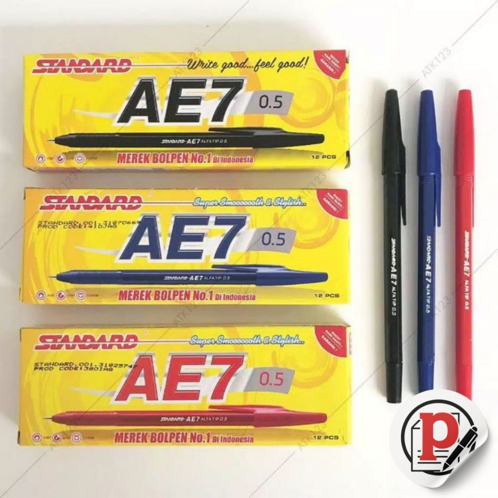 

Bolpoint Standar AE7 / Penn Standar AE7 Warna Hitam Merah Biru