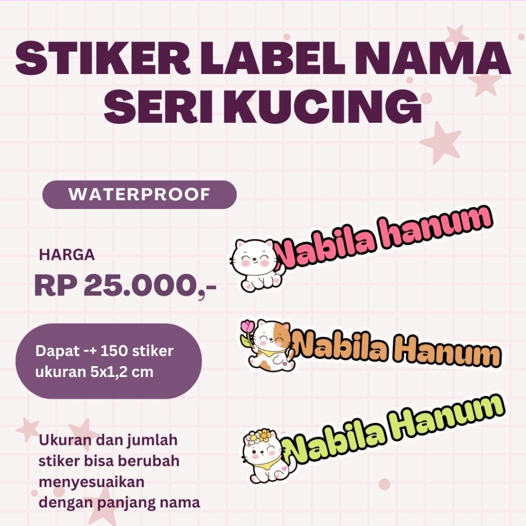

Stiker label nama seri kucing