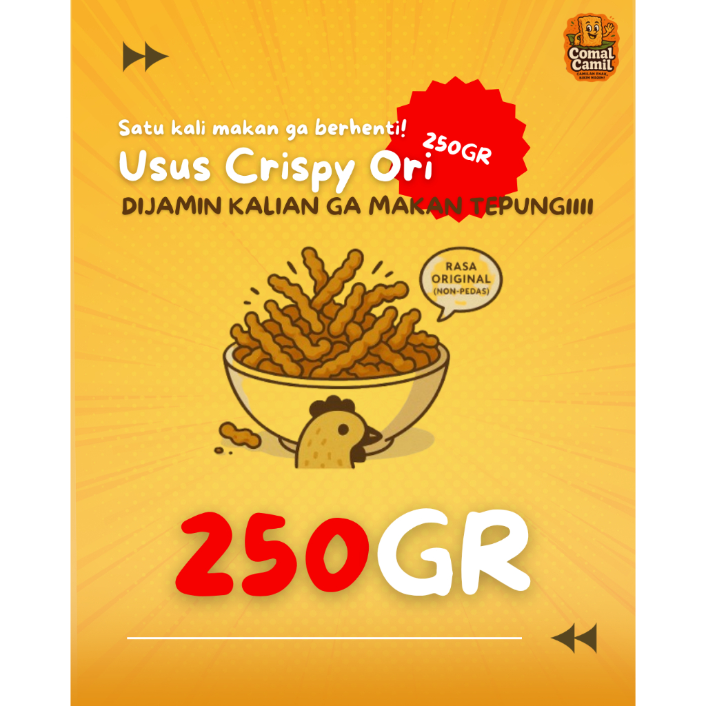 

Usus Crispy Ori Non Pedas 250gr – Cemilan Gurih Renyah by Comalcamil Dijamin kalian ga makan tepung!