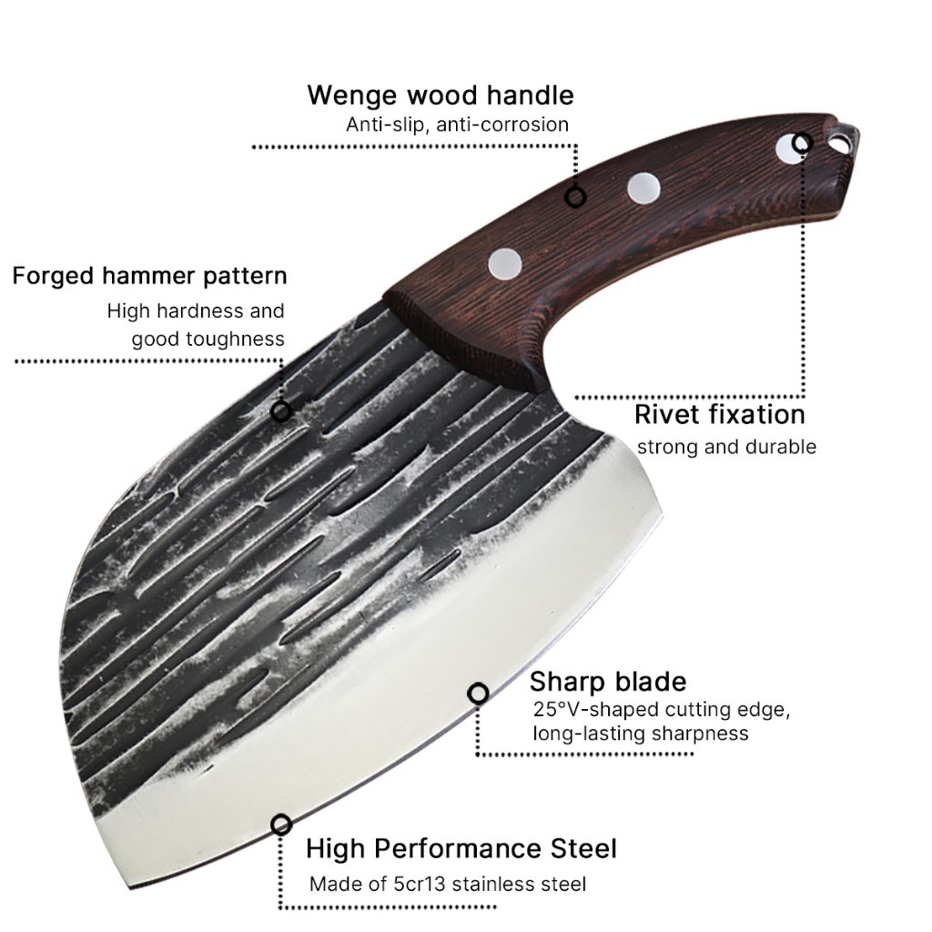 Penebalan ketebalan 3mm Pisau Daging Super Tajam Pencacah Tulang Daging Golok Stainless Steel tabal 