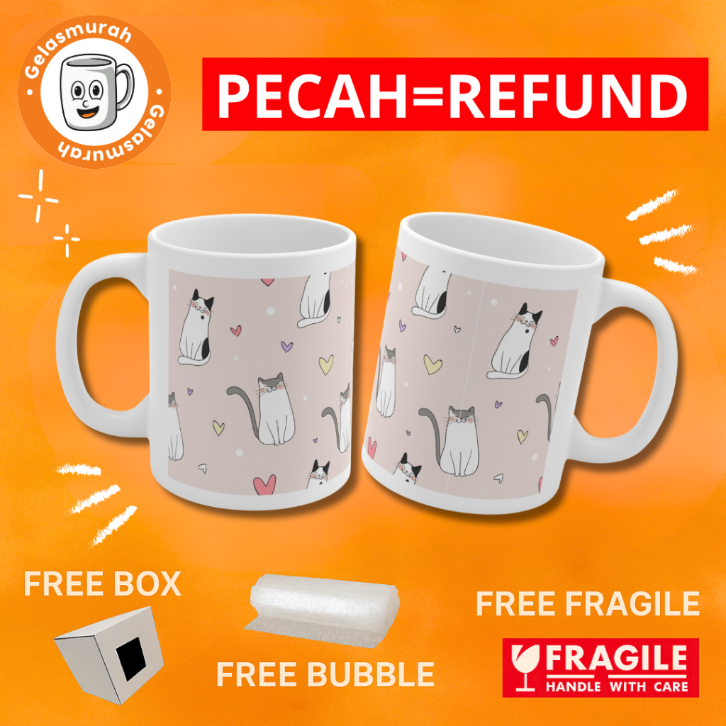 MUG KERAMIK MOTIF KUCING PINK