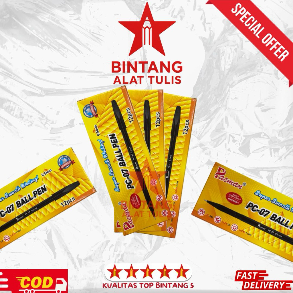 

Pulpen Ballpoint Pacman PC-07 0.5mm | Pulpen Gel Halus Anti Macet | Untuk Kantor & Sekolah