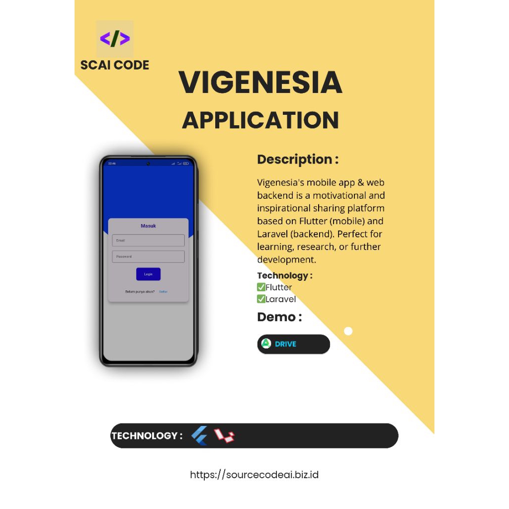 aplikasi Vigenesia flutter Mobile x laravel