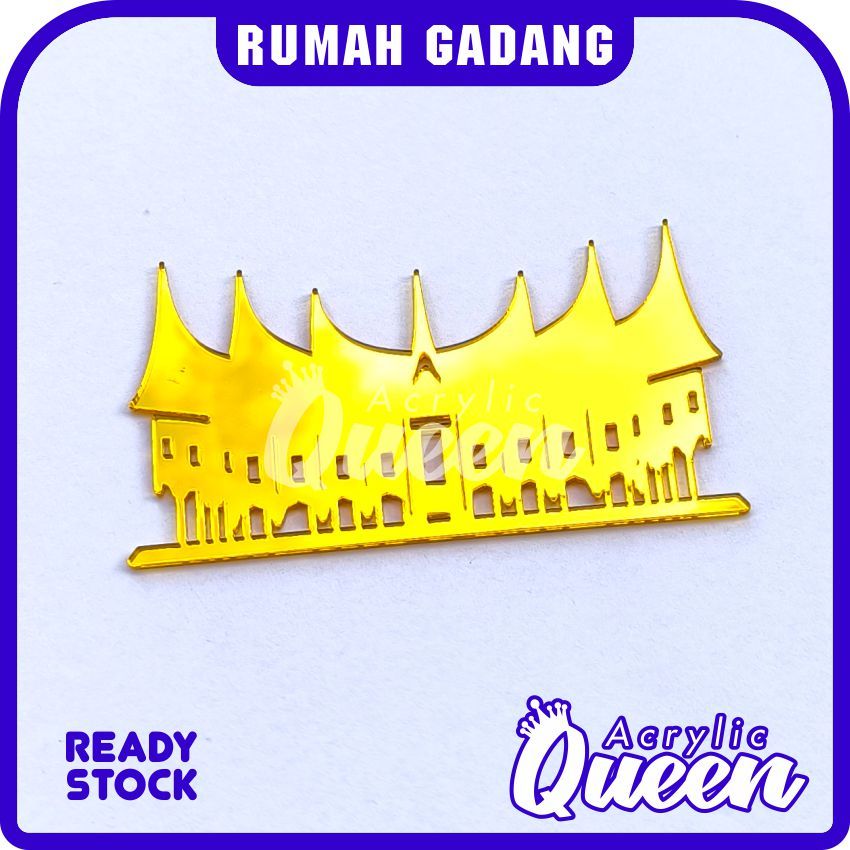 Rumah Gadang Akrilik Mirror Gold Mewah Rumah Adat Minang ogo Rumah Adat Rumah Gadang Grafir Model A 
