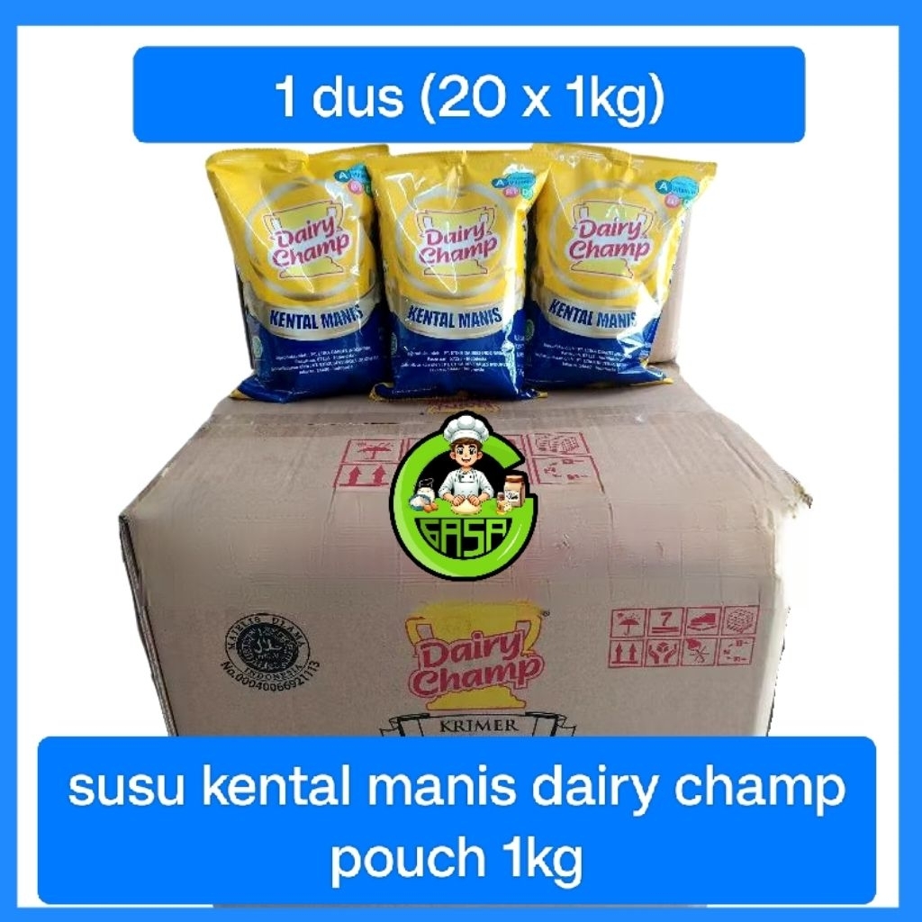 

1 dus susu kental manis DAIRY CHAMP POUCH 1kg x 20 POUCH/ SKM original plan / SUSU KENTAL MANIS KRIMER DC/ susu putih/ susu kental manis juara dairy champ