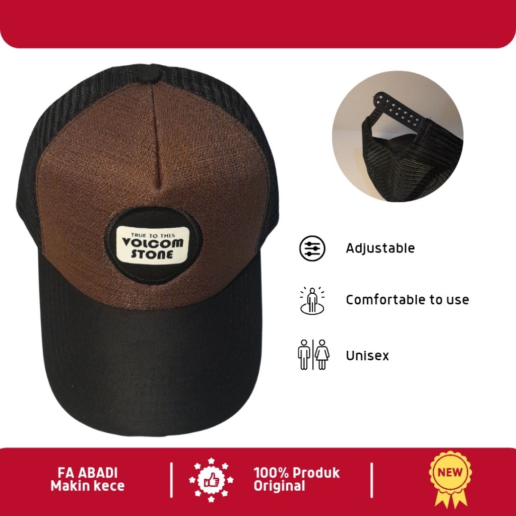 [JARING VOLCOM] Topi Jaring Pria/Wanita Motif VOLCOM STONE