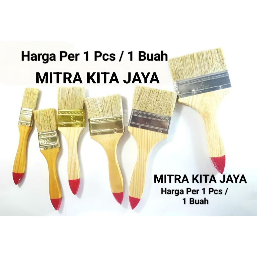 KUAS CAT TEMBOK SERBAGUNA 1" 1,5" 2" 2,5" 3" 4"  GAGANG KAYU MURAH BERKUALITAS/ KUAS CAT BESI KAYU/ 