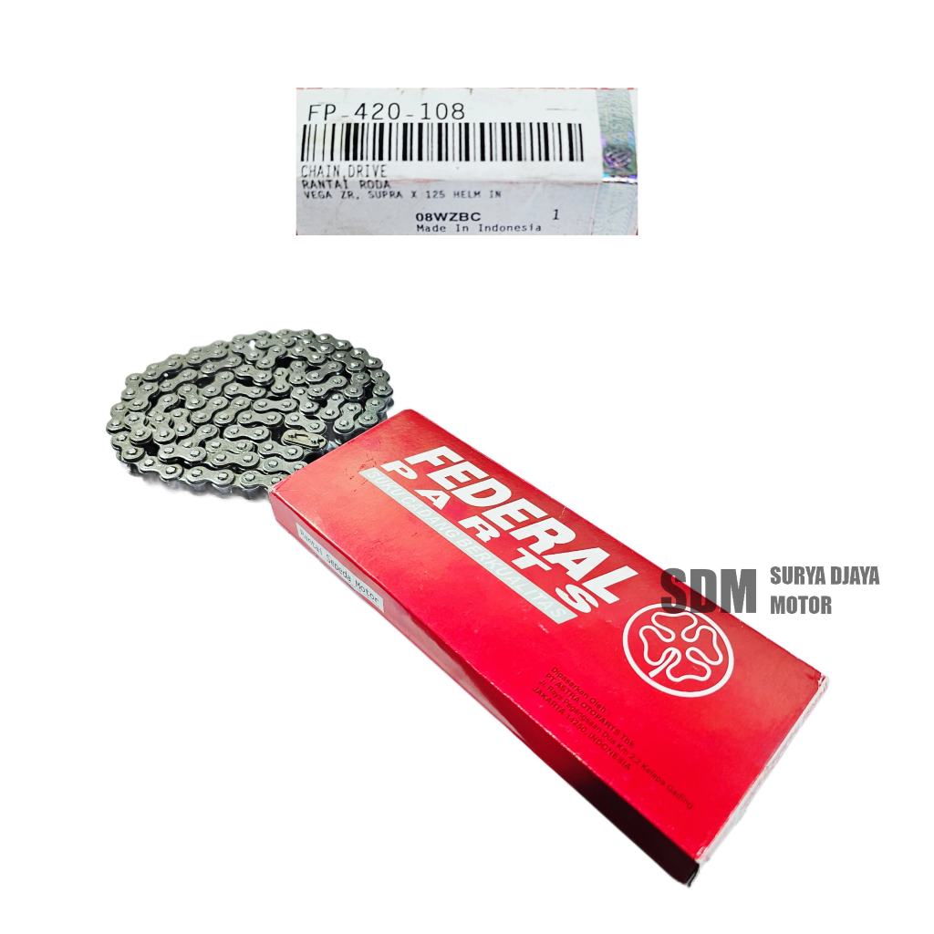 RANTAI 420 - 108 SUPRA X 125 HELM IN VEGA ZR RANTAI RODA MERK FEDERAL FP-420-108