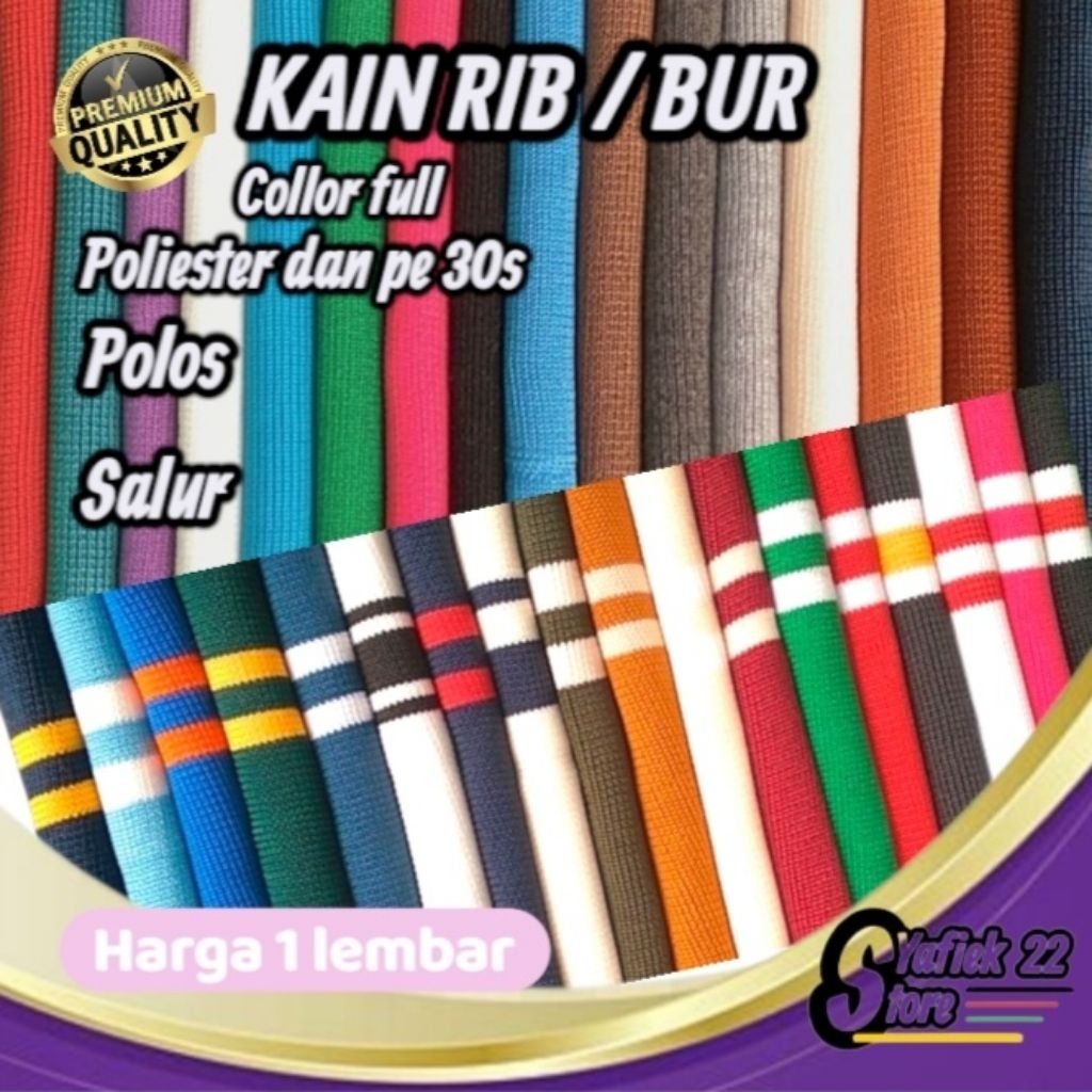 RIB/BUR Untuk jaket bagian lengan kerah pinggang polos salur perlembar