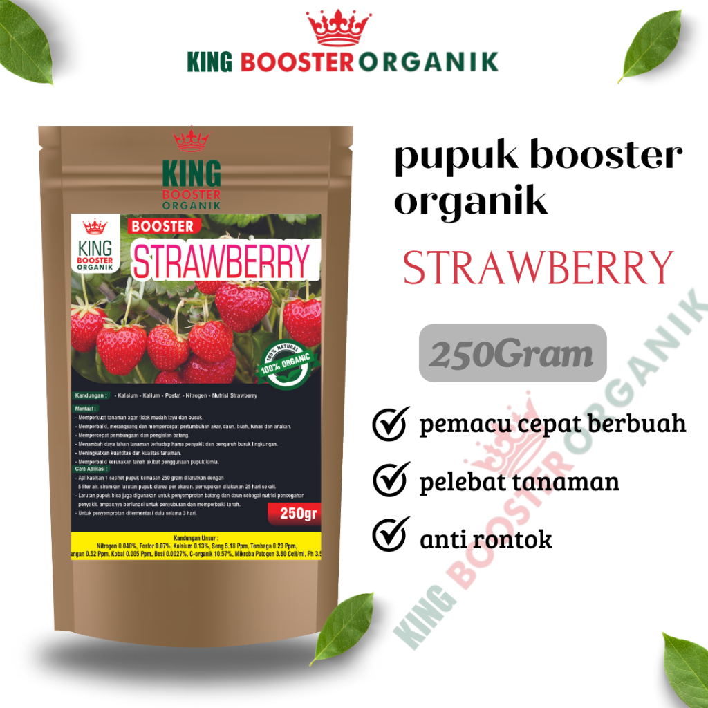 Pupuk Strawberry Pelebat buah Booster Organik Tanaman bibit Stoberi jumbo korea manis Anti Rontok Pe