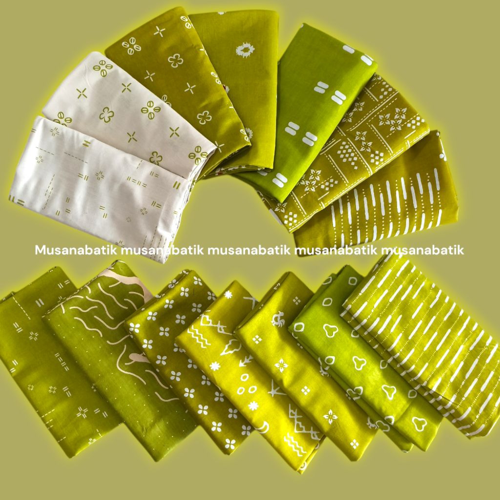 kain batik warna hijau lemon kuning lime melon