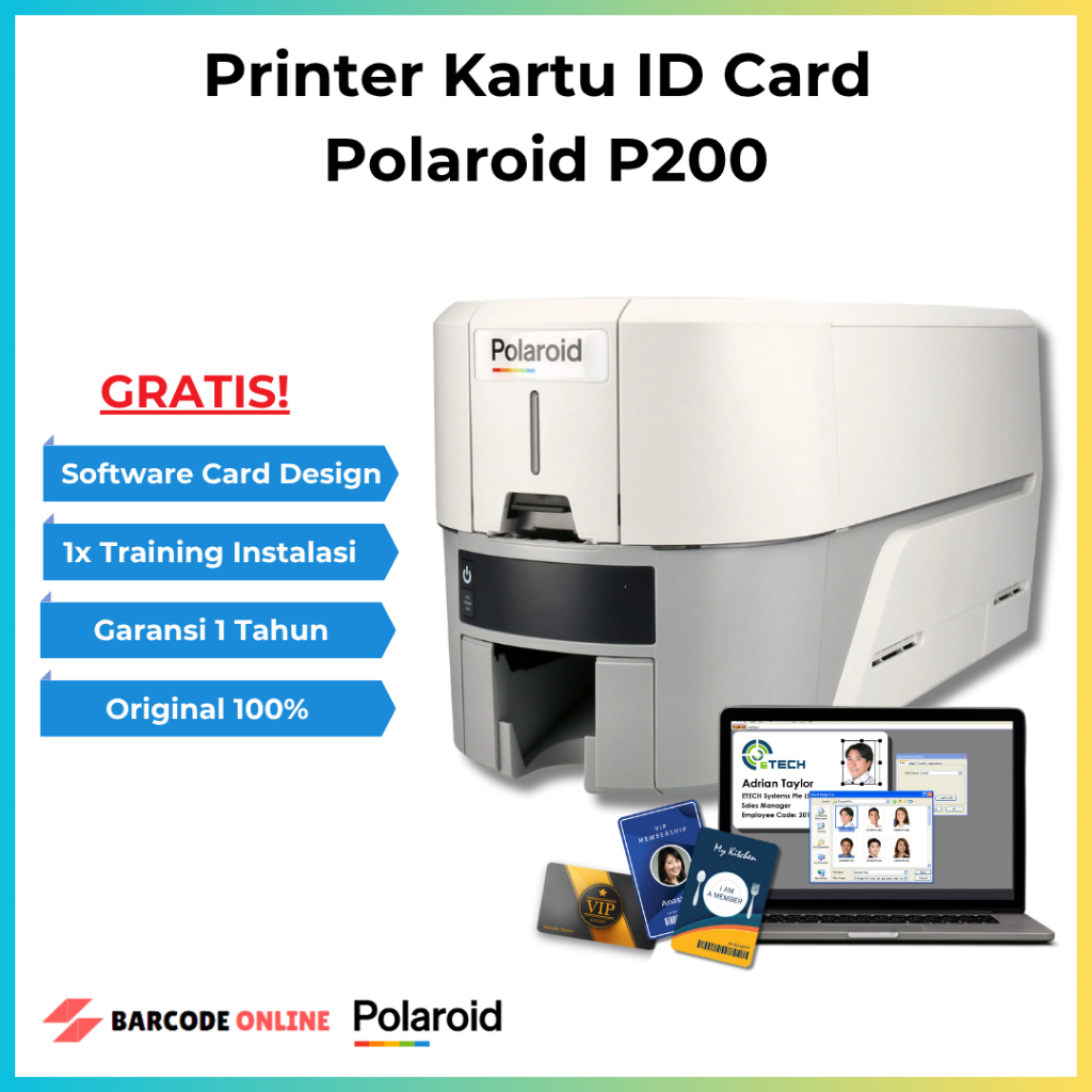 Printer ID Card Polaroid P200 - Printer kartu Polaroid P200 - Mesin Printer ID Card