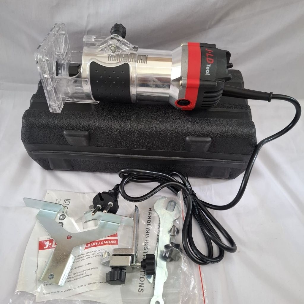 JLD Mesin Trimmer Router Kayu JLD Tool - Mesin Profil Kayu Serut Tepi + Box & Aksesoris