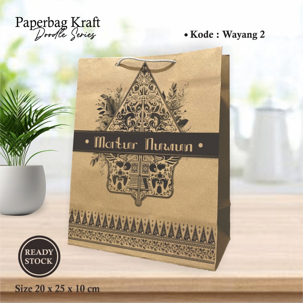 

PAPER BAG MOTIF READY STOCK ECERAN - TAS SOUVENIR PERNIKAHAN DOODLE SERIES UK 20 X 25 X 10 CM