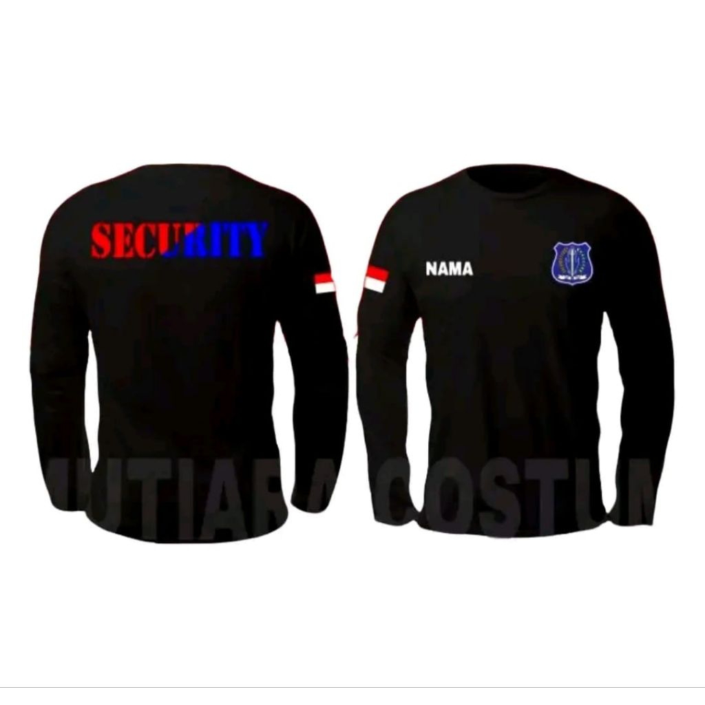 KAOS DISTRO PANJANG SECURITY MERAHBIRU BAHAN KATUN