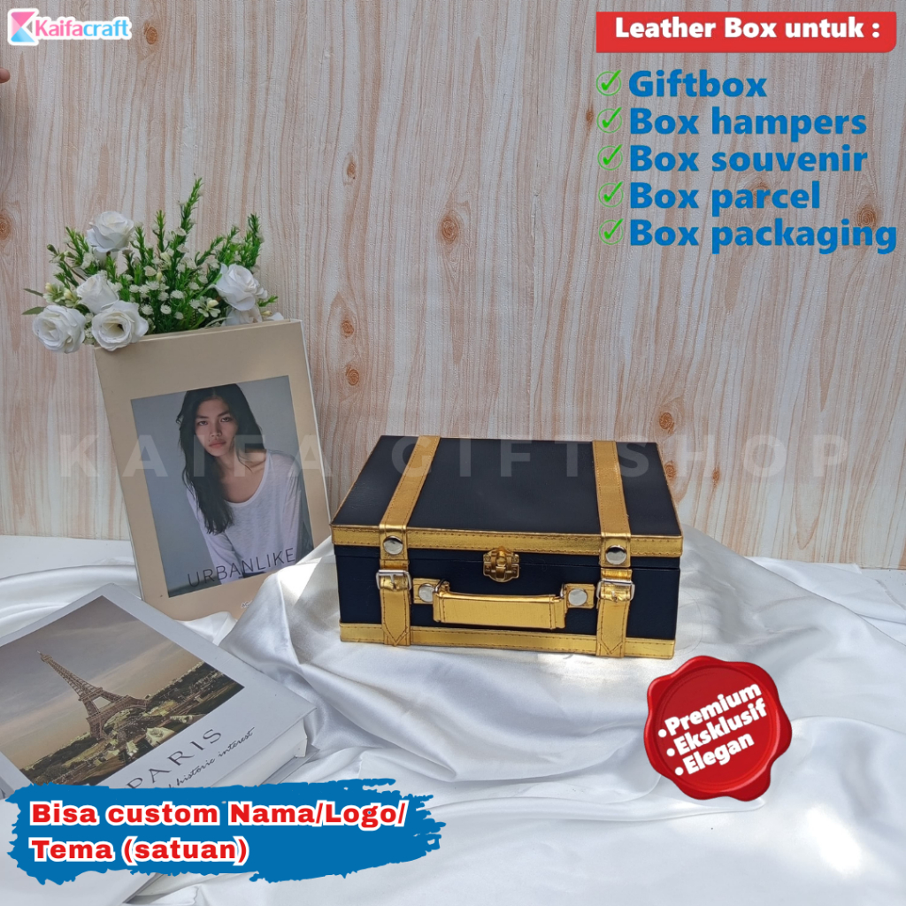 

Giftbox/Box Hampers Model Koper Lilit Hitam LIst Gold