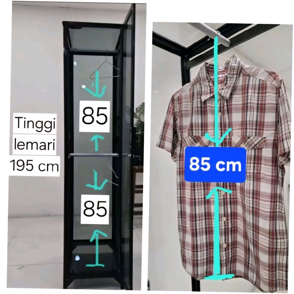 TC ALUMINIUM LEMARI BAJU 50X55X195 b LEMARI BAJU ALUMINIUM 20U COKLAT 2 SUSUN FULL KACA RIBEN 3 MM G