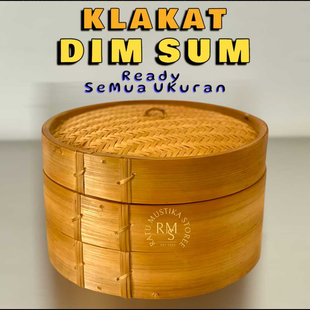 Klakat bambu dimsum (2 wadah 1 tutup) Wadah dimsum kukusan dimsum bambu