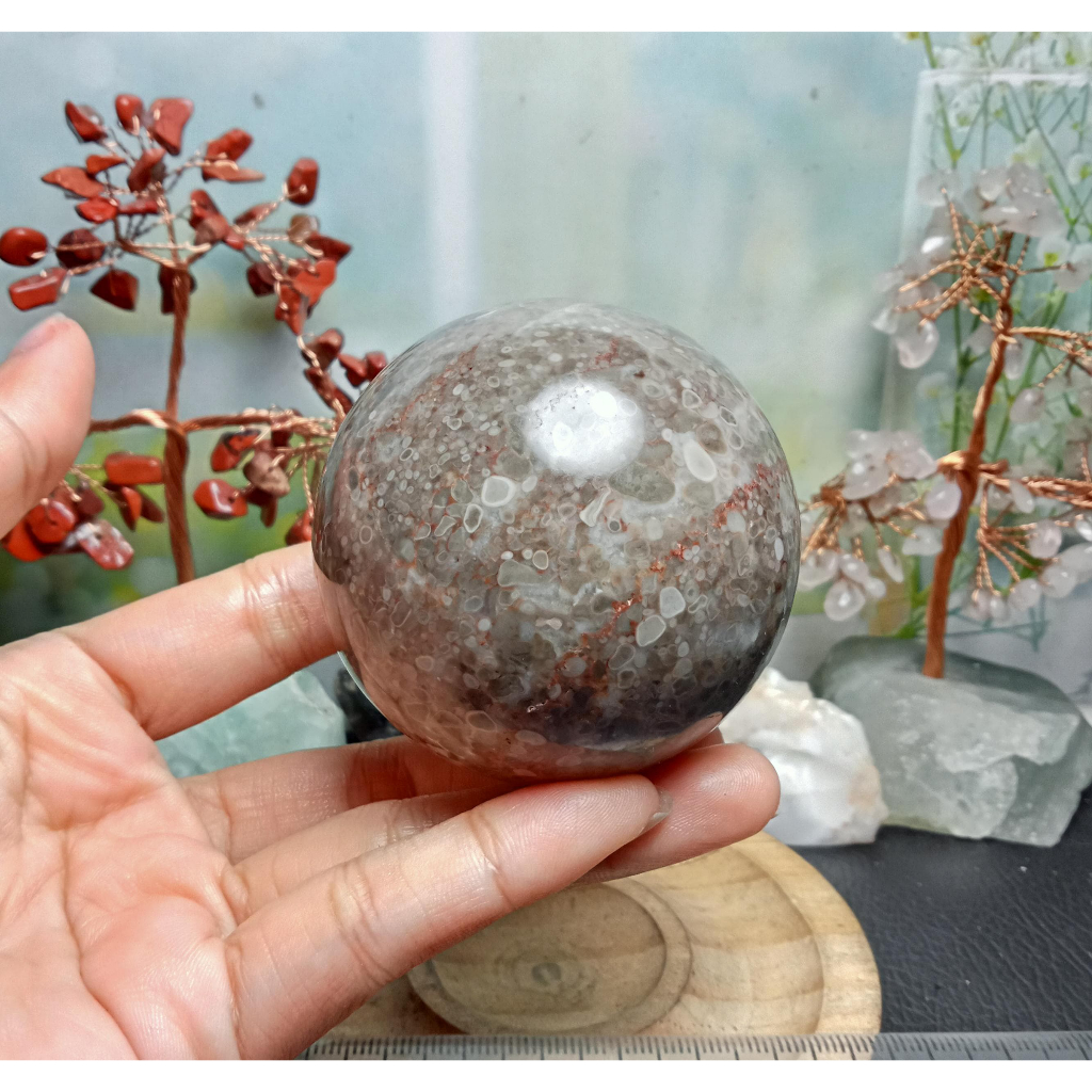 Batu Alam Natural Coral Jasper Sphere (5)