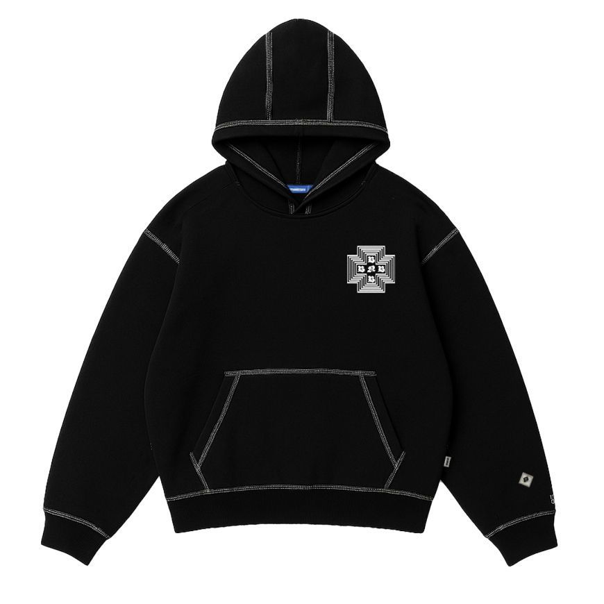 Bitsnbobs Hoodie Boxy Riven Black 330Gsm