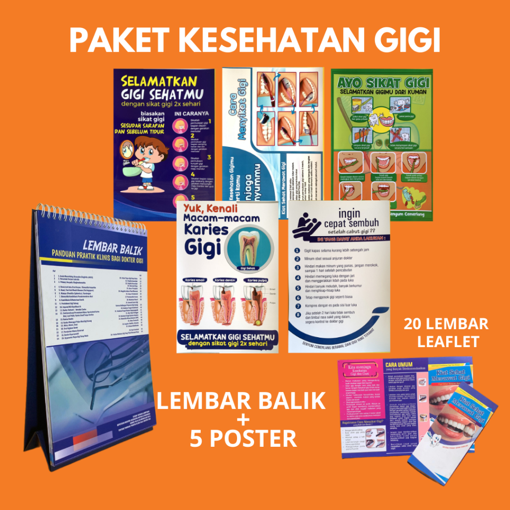Paket Media Promkes Tema KESGILUT | Lembar Balik | Leaflet | Poster Edukasi Kesehatan Gigi dan Mulut