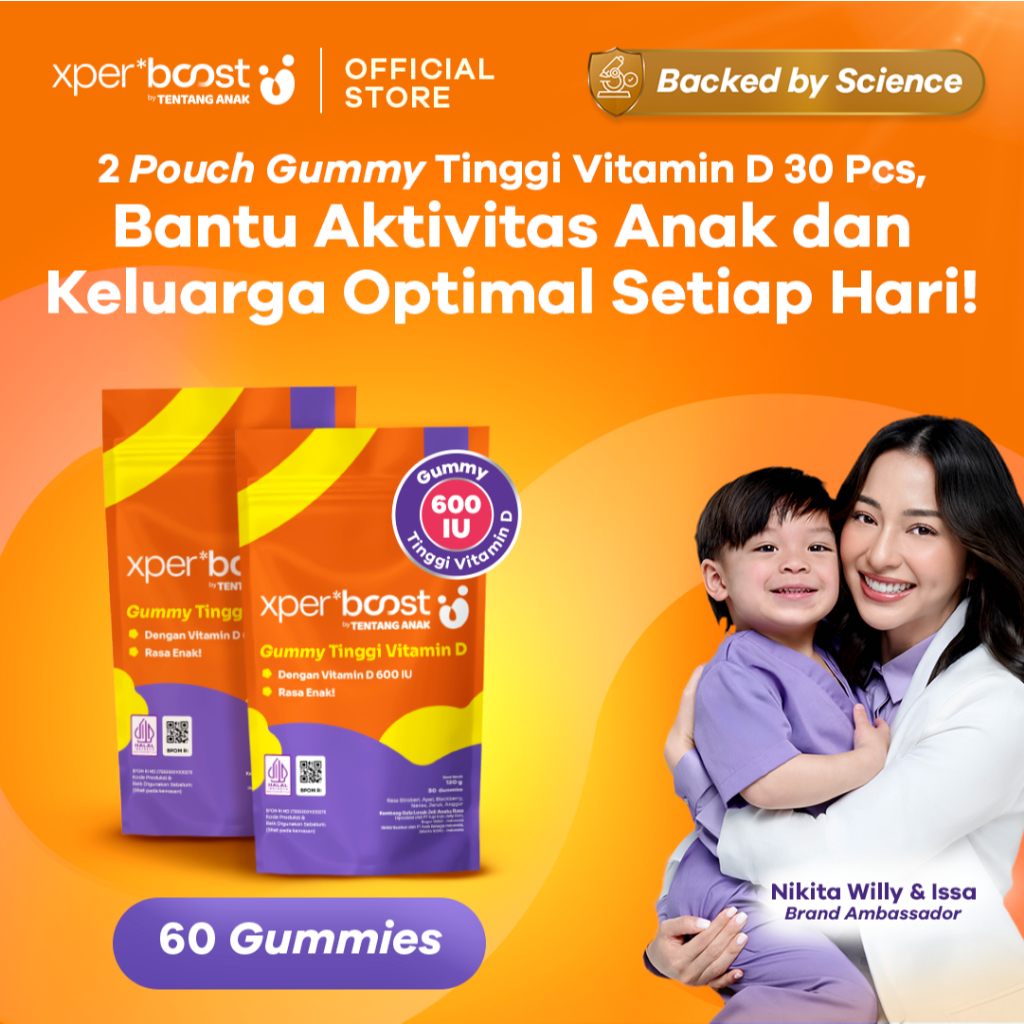 Expert Boost - Bundling 2 Pouch Gummy Vitamin D 600 IU Anak dan Dewasa | Paket 30 Hari