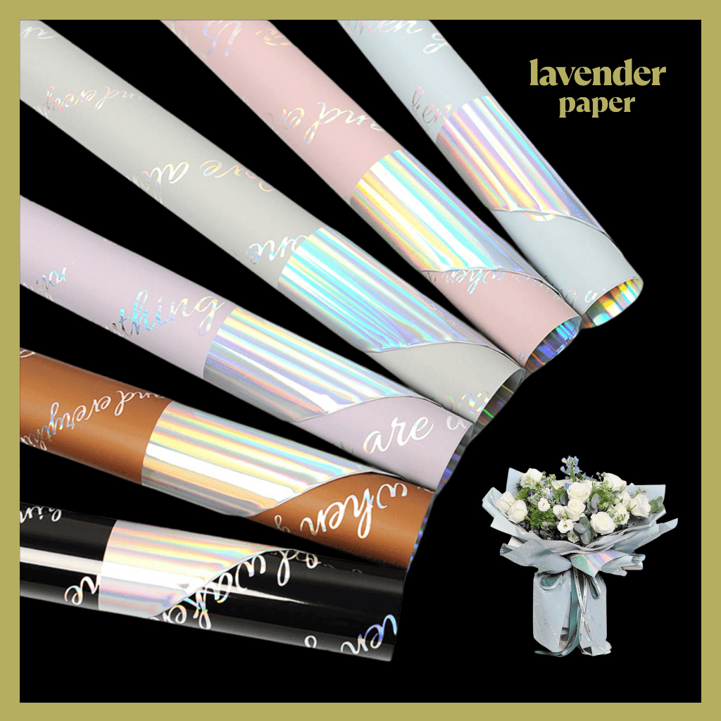 

Isi 20 LEMBAR Kertas Buket Bunga Hologram Bi Color Cellophane Flower Wrapping Paper Plastik OPP Rainbow KB056