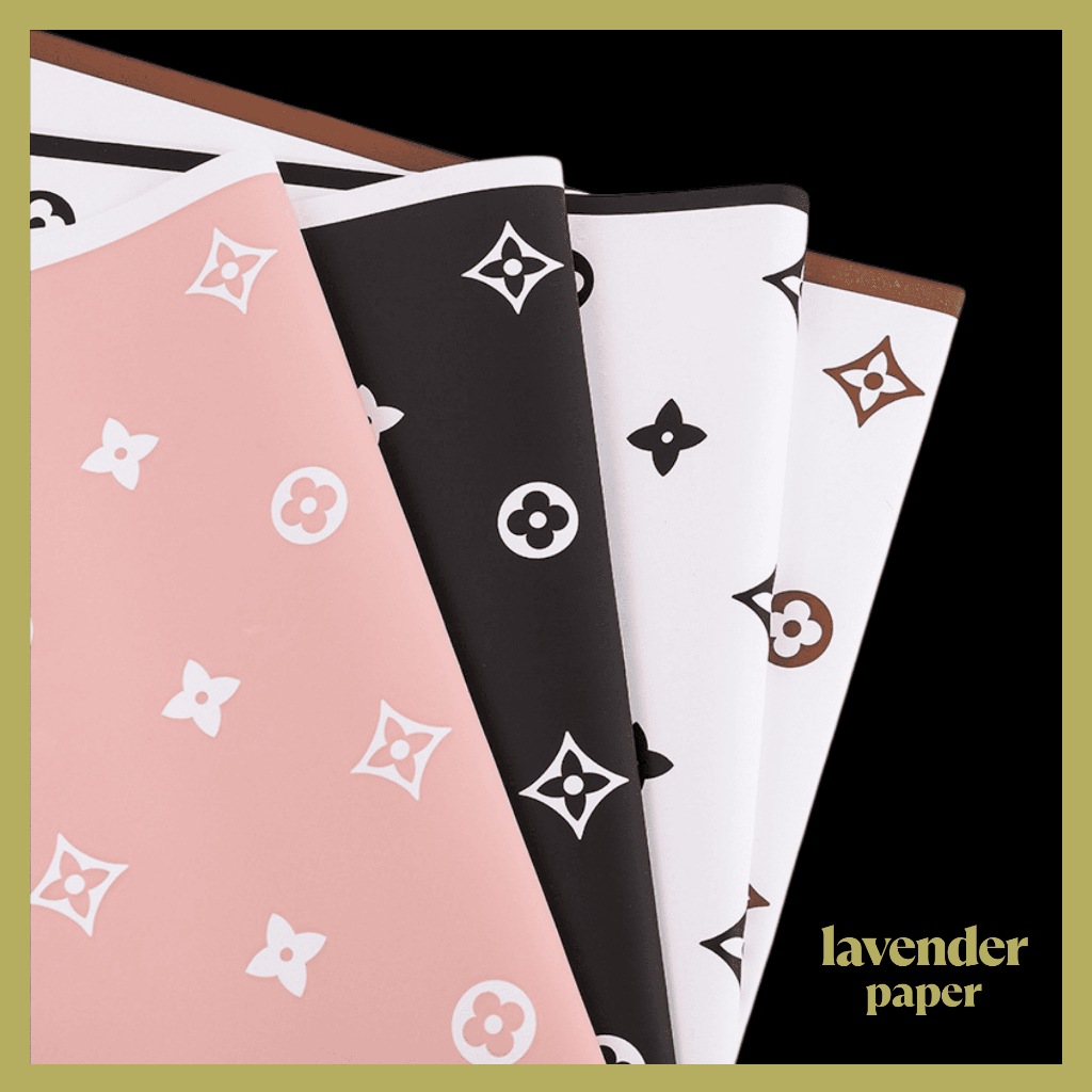 

Isi 20 LEMBAR Flower Wrapping paper Motif LV Cellophane Kertas Buket Bunga Branded KB053