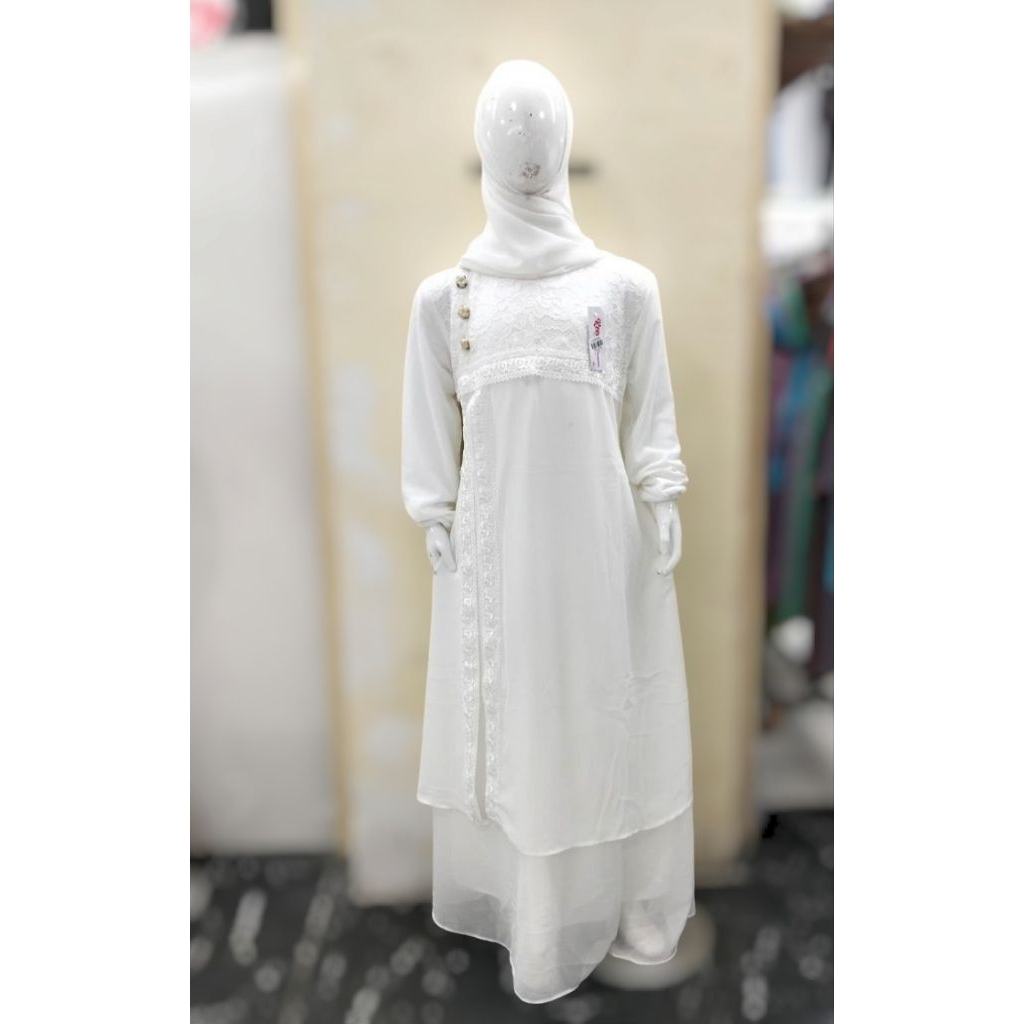 GAMIS ANAK PUTIH CERUTY RENDA