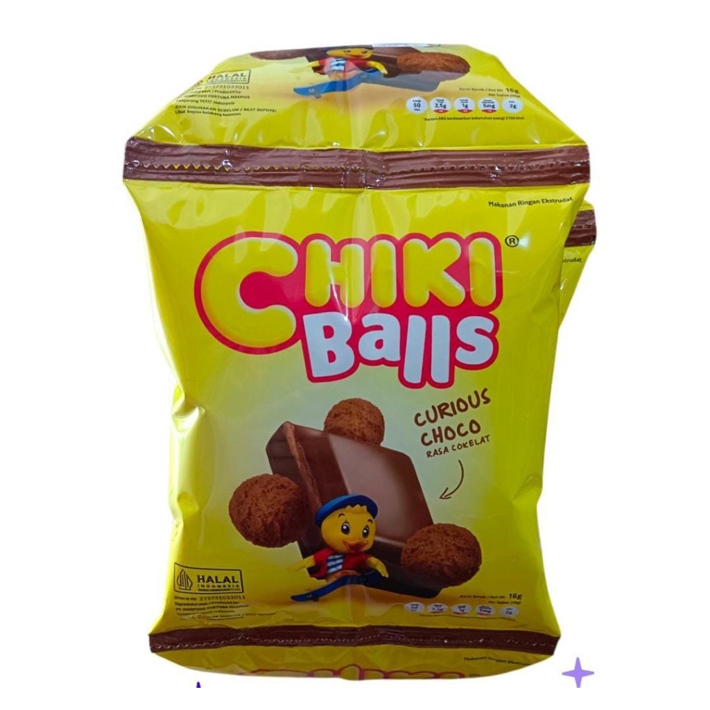 

Snack chiki balls curious choco rasa cokelat 1 renteng isi 10 bungkus @ 16gr