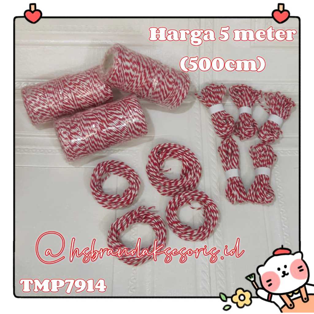 

(5METER) TALI BENANG MERAH PUTIH HUT RI 17 AGUSTUS / TALI HIASAN KADO / TALI KALUNG GELANG / TALI HANGTAG HAMPERS / TALI KERAJINAN TANGAN CRAFT / TALI BAKCANG / TALI HAMPERS IMLEK NATAL LEBARAN / TMP7914