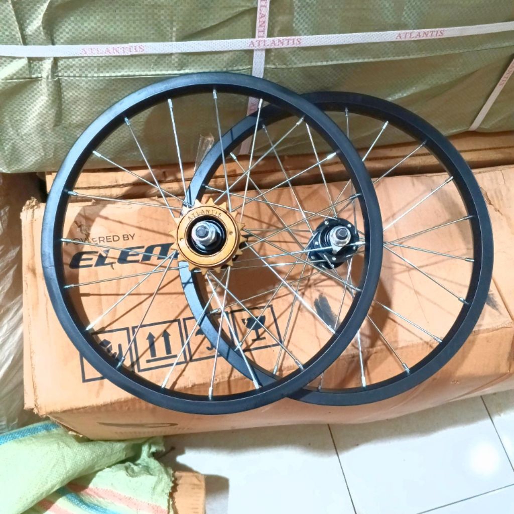 Velg pelek sepeda anak ukuran 16 depan belakang lengkap dengan gir
