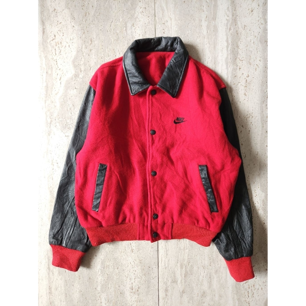 Vtg Jacket Nike Basketball Varsity Leather
