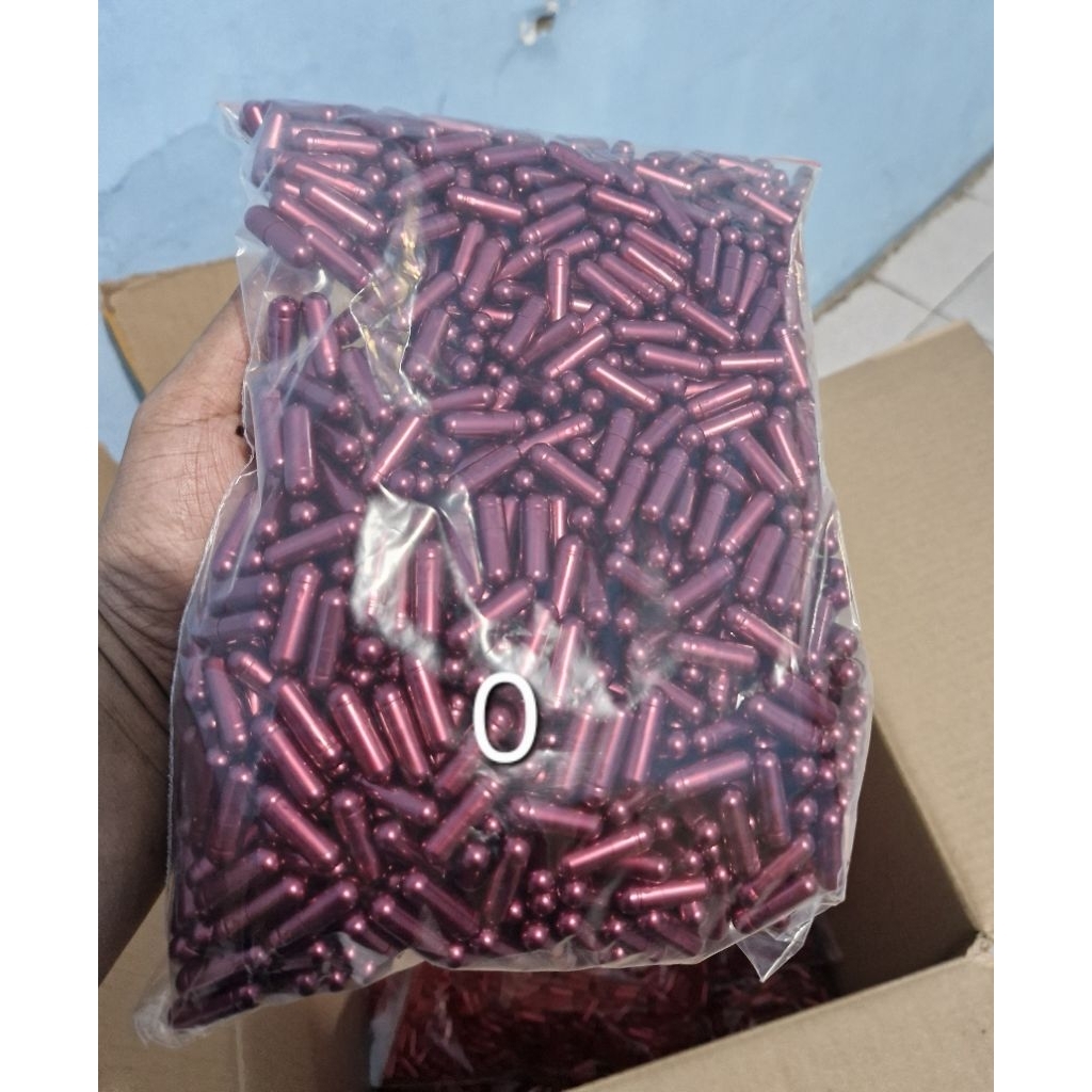 kapsul kosong ukuran 0 / cangkang kapsul No 0 merah maroon metalik ACG dan kapsulindo