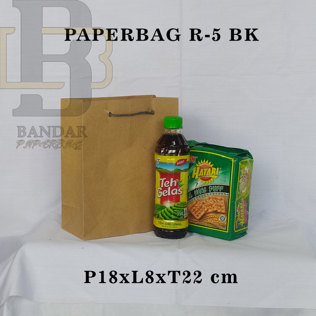 

PAPERBAG UKURAN R-5 BK P18 X L8 X T22 CM UNTUK MALKIS TEH BOTOL DLL.