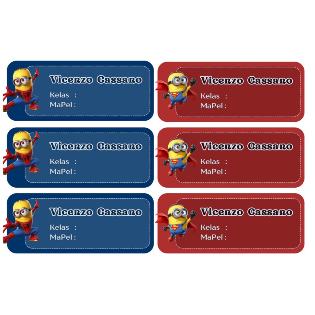 

Sticker Minion x Superman Untuk Buku Pelajaran 3x7 cm