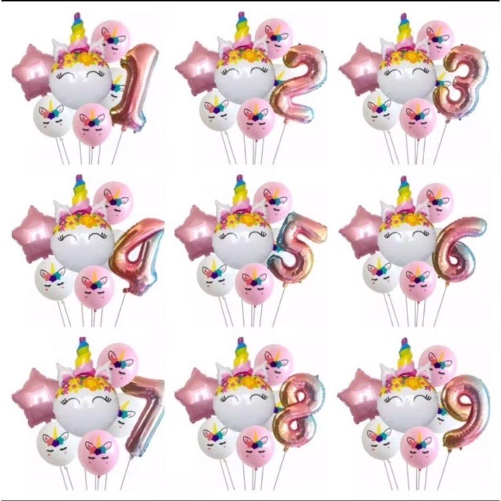 Set paket balon foil tema unicorn kuda bertanduk pegasus kepala head animal binatang balloon baloon 
