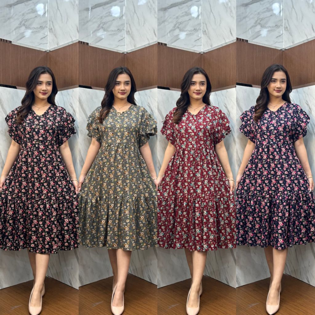 DRESS HAWET// NADIRA DRESS/DRESS RAYON PREMIUN/DASTER RAYION BUNGA/DRESS LENGAN SUSUN/DRESS JUMBO