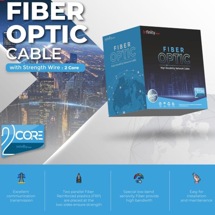 Infinity Kabel Fiber Optic 2 Core Panjang 1000 Meter