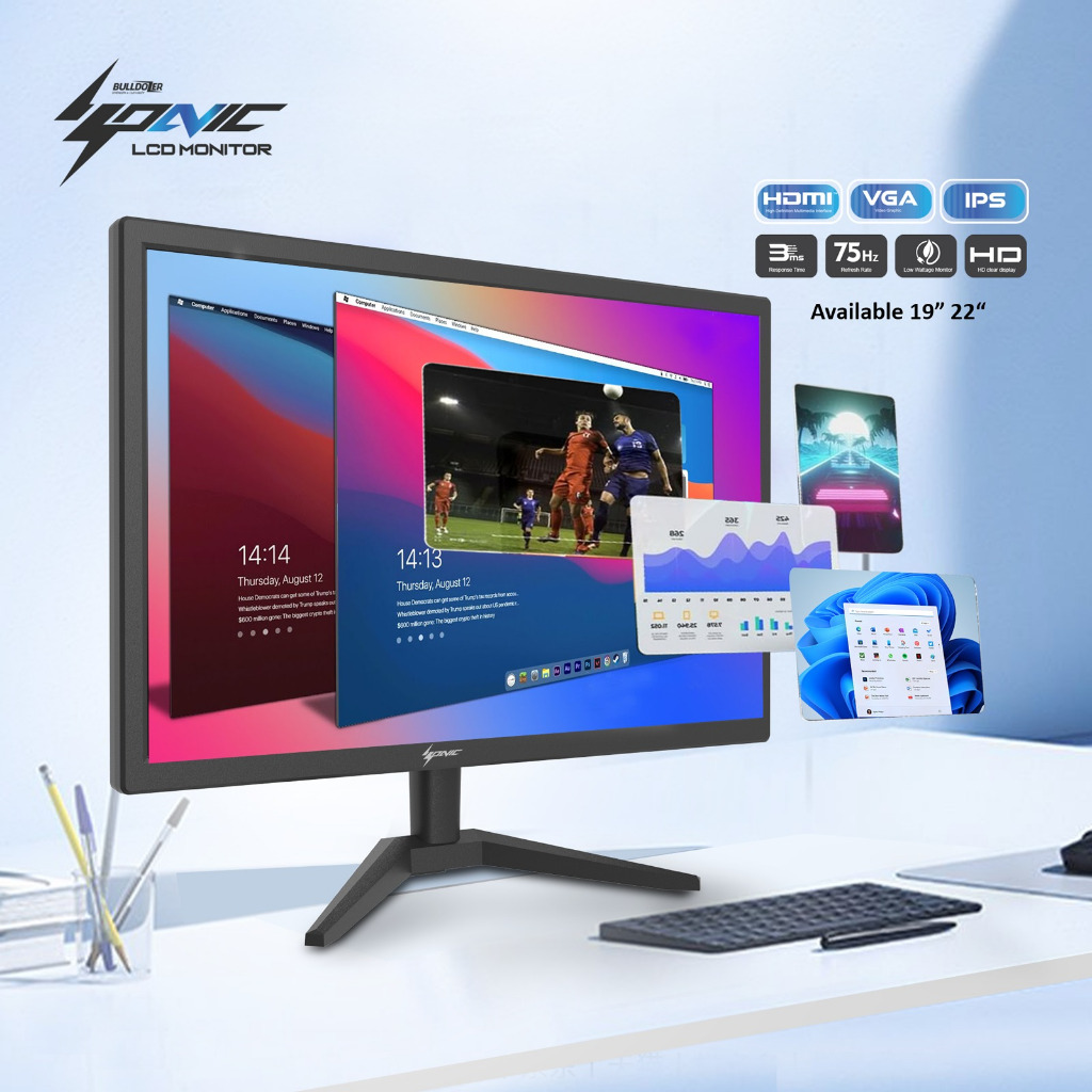MONITOR PC MONITOR 19 Inch MONITOR LED BULLDOZER SONIC SC-19HV 19" INCH HDMI VGA