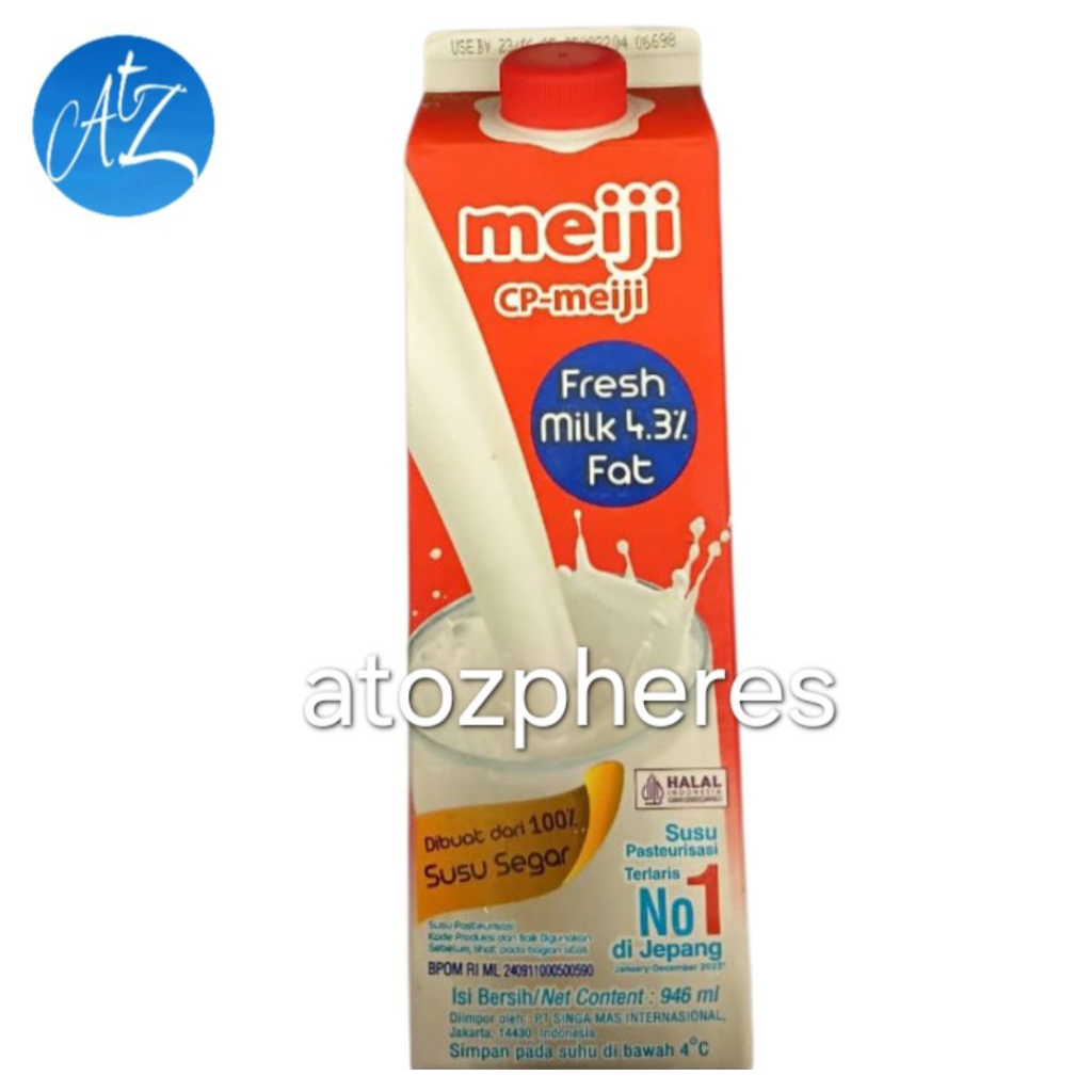 

Susu Pasteurisasi segar Thailand halal MUI CP - meiji Pasteurized & Homogenized Fresh Milk 4.3% Fat 946ml