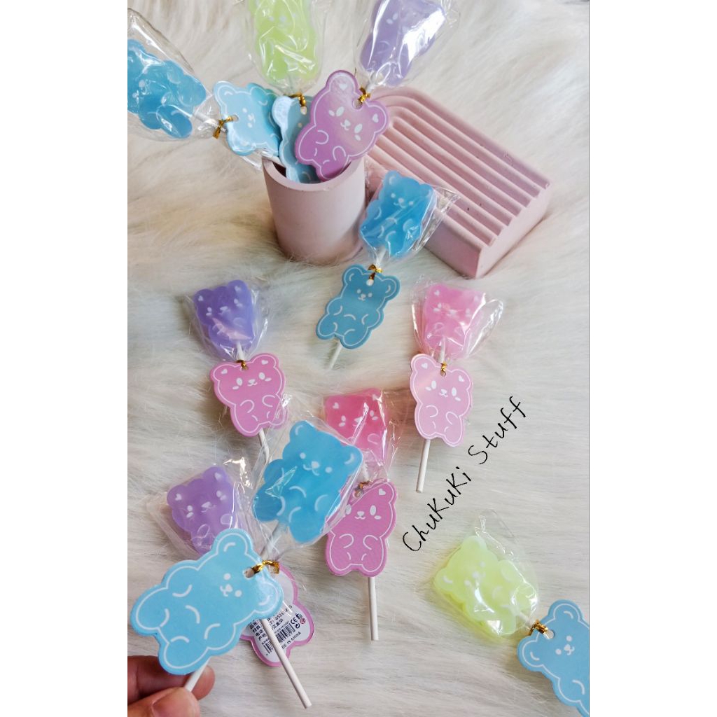 

Penghapus pensil lollipop bear / hapusan pensil lucu model permen lolipop beruang lucu pastel