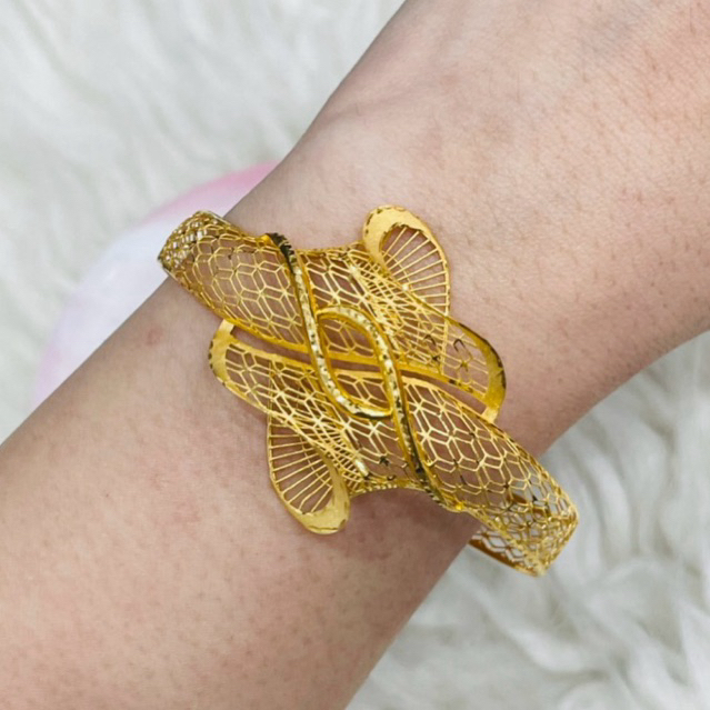 gelang kerawang ulir simple elegant mewah emas asli kadar 700