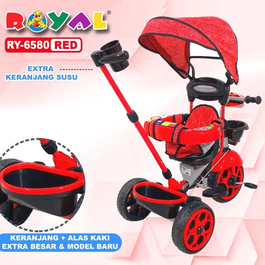 SEPEDA RODA TIGA KURSI PUTAR "ROYAL" 6580 & 6670 (DOBEL MUSIK, DI DEPAN & DI PENGAMAN DADA)