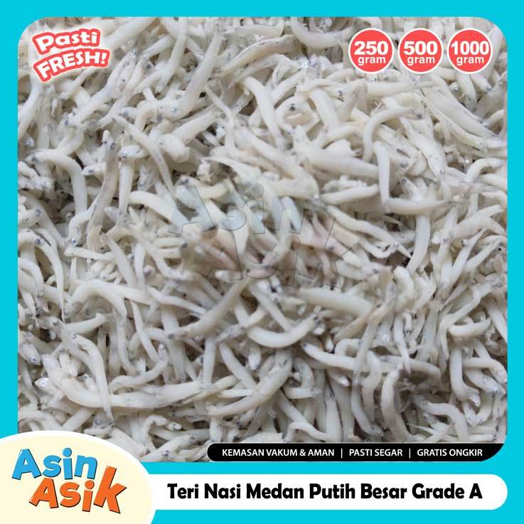 

Ikan Asin Teri Nasi Medan Putih Besar Grade A Kualitas Super Top Kemasan Vakum
