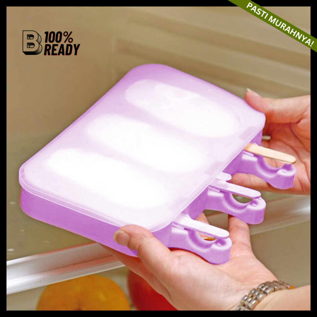 Cetakan Es Krim Silikon / Cetakan Eskrim 3 Slot / Cetakan Jelly Silikon / Silikon Cetakan Es
